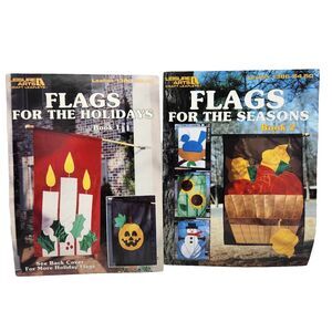 2 x Garden Flag Sewing Pattern Books Holidays Seasons Leisure Arts 1380 & 1386